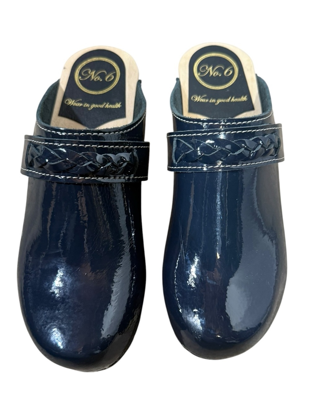 No.6 Store Bridget navy patent leather clogs‎ size EU38